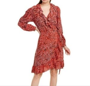 Lost + Wander Rust Multi Floral V-neck Dress